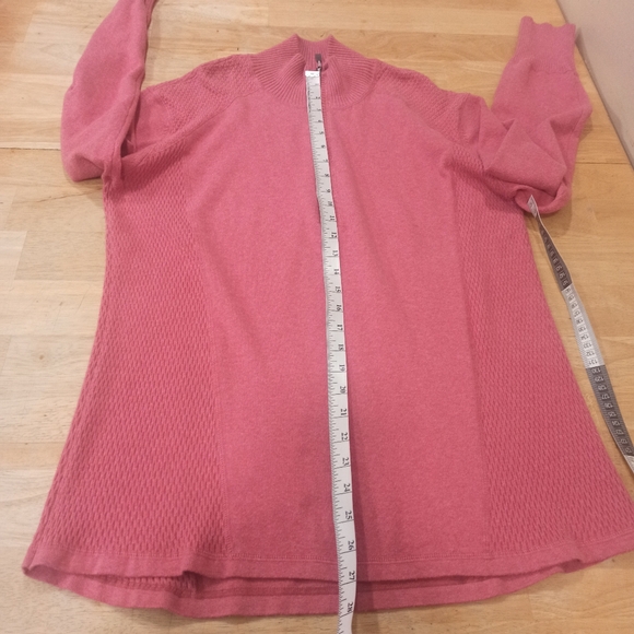 .Eddie Bauer Sweater Mens L Soft Red Quarter Zip Cable Knit Pullover Preppy - Picture 15 of 16